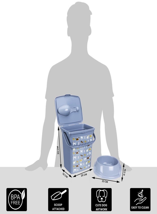 كوميت حاوية تخزين طعام الحيوانات الأليفة من كوميت بلاستيكس سعة 6 لتر مع مغرفة ووعاء طعام | تصميم كلب لطيف على حاوية تخزين طعام حيوانك الأليف | وعاء طعام الحيوانات الأليفة - 750 مل | خالٍ من مادة BPA | رمادي | مغرفة مجانية | وعاء مجاني | - Image 5